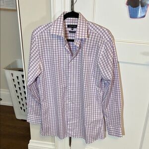 Jones New York Purple Checkered Men's Dress Shirt 👵MT